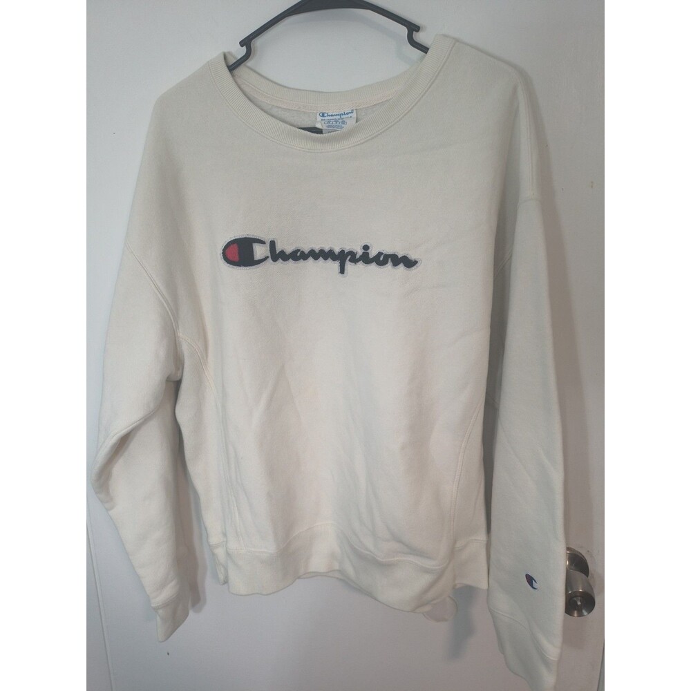 Vintage Champion Reverse Weave Crewneck Sweatshirt Chenille Patch Logo L